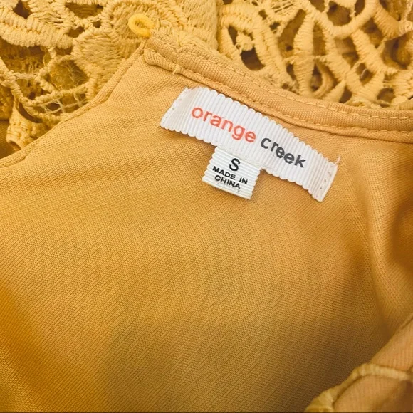 Orange Creek Mustard Lace Midi Dress Size Small - Picture 16 of 16